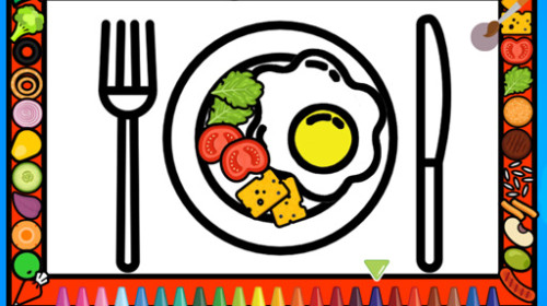 어린이 요리 색칠하기 게임 - COLOR AND DECORATE DINNER PLATE