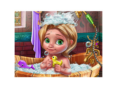 귀여운 라푼젤 아기 목욕시키기 게임 ▶ GOLDIE BABY BATH CARE